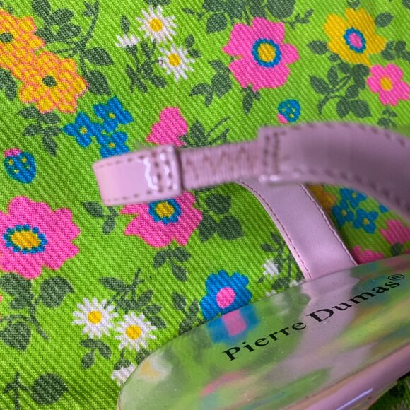 Vintage Pierre Dumas Pink Floral Clear Unique Chunky Heel Mule Sandal Size 7.5 - Picture 13 of 15